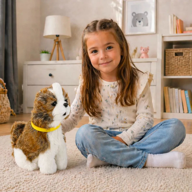 LEAN TOYS Interaktyvus pliušinis šuo su minkštu kailiu, Šicu veislė
