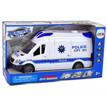 LEAN TOYS Interaktyvus policijos radijo automobilis su šviesos ir garso efektais, atidaromomis durelėmis