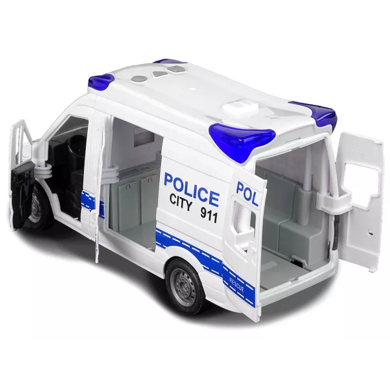 LEAN TOYS Interaktyvus policijos radijo automobilis su šviesos ir garso efektais, atidaromomis durelėmis