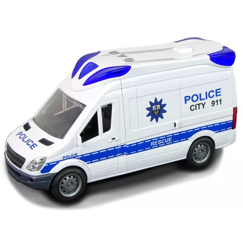 LEAN TOYS Interaktyvus policijos radijo automobilis su šviesos ir garso efektais, atidaromomis durelėmis