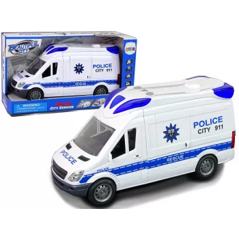 LEAN TOYS Interaktyvus policijos radijo automobilis su šviesos ir garso efektais, atidaromomis durelėmis