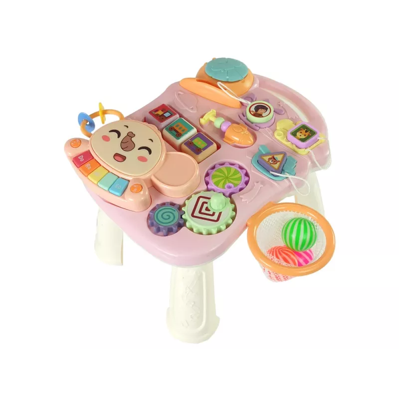 LEAN TOYS Interactive Pusher Walker Table 2in1 Pink