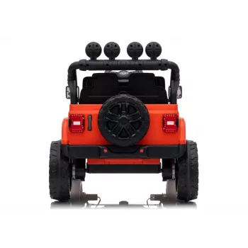 LEAN TOYS Jeep Rubicon DK-JWR558 24V oranžinis akumuliatorinis vaikiškas automobilis su tėvų nuotolinio valdymo pulteliu