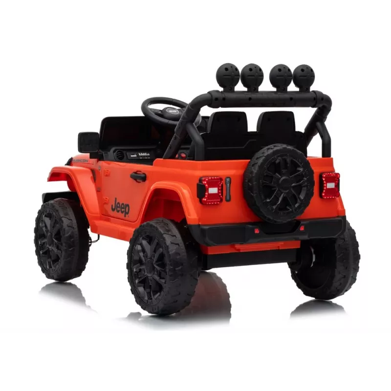 LEAN TOYS Jeep Rubicon DK-JWR558 24V oranžinis akumuliatorinis vaikiškas automobilis su tėvų nuotolinio valdymo pulteliu