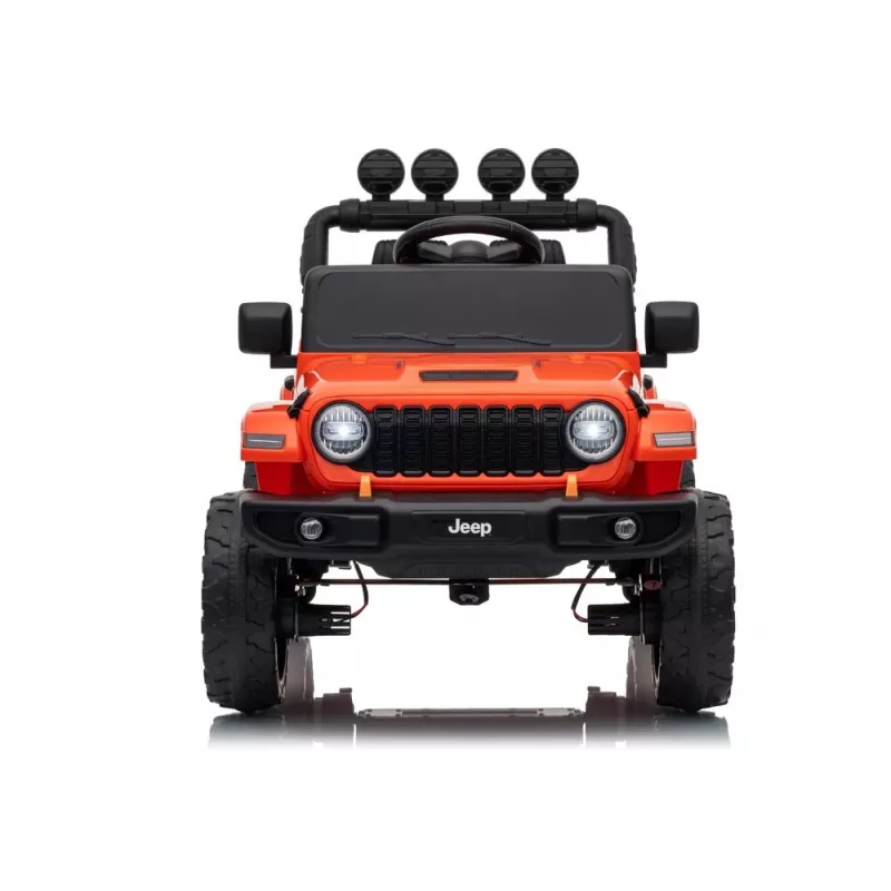 LEAN TOYS Jeep Rubicon DK-JWR558 24V oranžinis akumuliatorinis vaikiškas automobilis su tėvų nuotolinio valdymo pulteliu