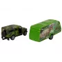 LEAN TOYS Jeep automobilio rinkinys su tempiamu dinozaurų priekaba