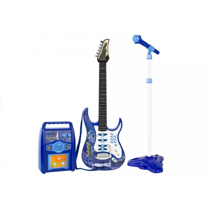 LEAN TOYS vaikiškas žaislinis gitaros stiprintuvas su mikrofonu, MP3 įvestis - 3+ metų muzikos instrumentų rinkinys
