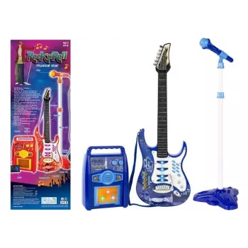 LEAN TOYS vaikiškas žaislinis gitaros stiprintuvas su mikrofonu, MP3 įvestis - 3+ metų muzikos instrumentų rinkinys