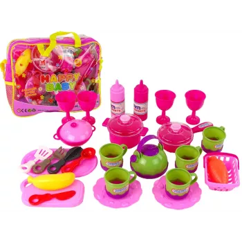 LEAN TOYS Virtuvės rinkinys 31 elementas Maišas Lėkštės Indai Vaikams