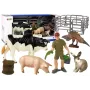 LEAN TOYS Didelių ūkio gyvūnų figūrėlių rinkinys + ūkininkas ir sodyba 10 vnt.