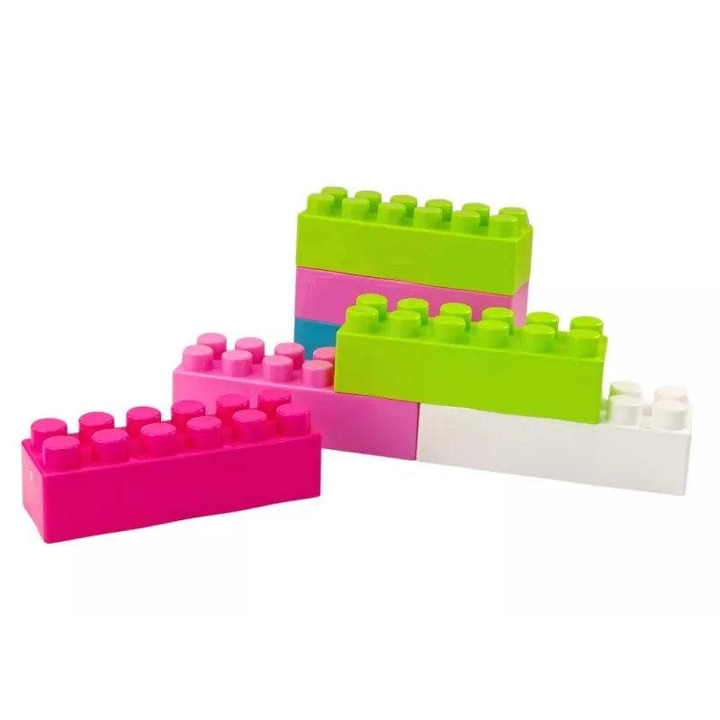 LEAN TOYS Dideli stačiakampiai konstrukciniai blokeliai maiše su spalvotais lipdukais – 20 vnt.