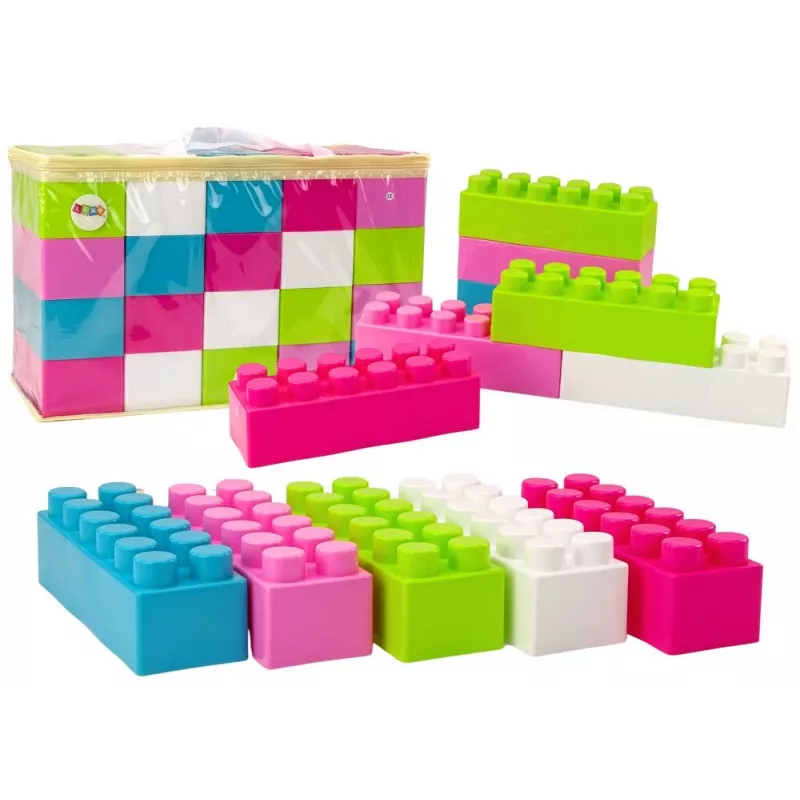 LEAN TOYS Dideli stačiakampiai konstrukciniai blokeliai maiše su spalvotais lipdukais – 20 vnt.
