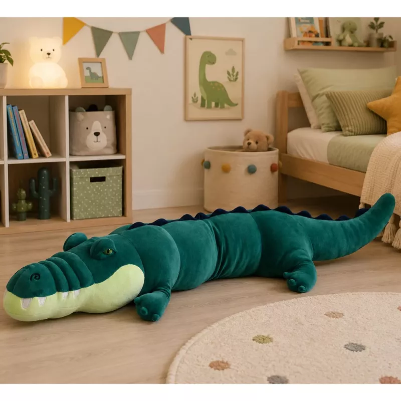 LEAN TOYS didelis pliušinis krokodilas talismanas minkštas žaislas realistinis žalias 150 cm