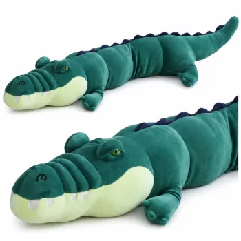 LEAN TOYS didelis pliušinis krokodilas talismanas minkštas žaislas realistinis žalias 150 cm
