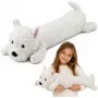 LEAN TOYS didelis pliušinis Vakarų Škotijos terjeras glėbesčiuojamas žaislas talismanas baltas 90 cm