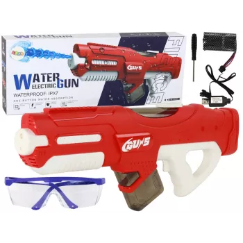 LEAN TOYS Didelis raudonas vandens pistoletas 750ml su akiniais