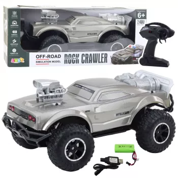 LEAN TOYS Didelis nuotoliniu būdu valdomas visureigis sportinis automobilis RC sidabrinis 1:8