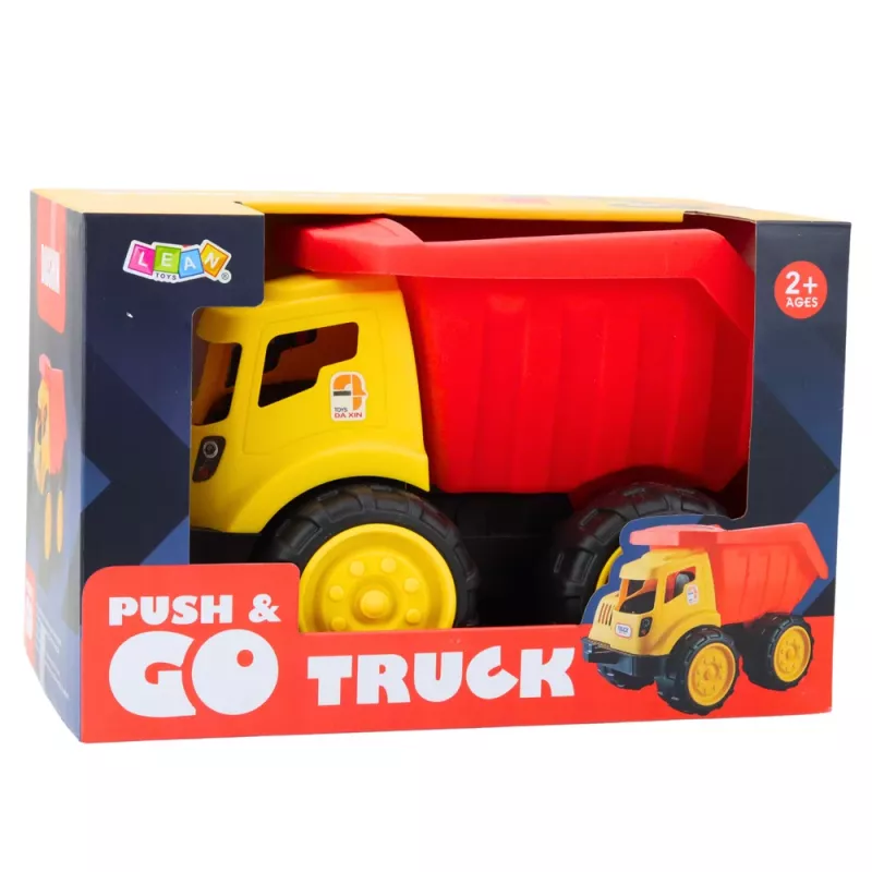 LEAN TOYS Didelis savivartis vaikams smėlio statybų transporto priemonė raudonai geltona