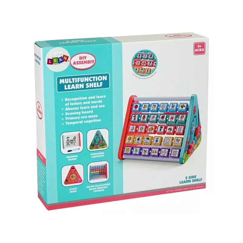 LEAN TOYS Mokymosi lentyna Trikampis su skaitikliais, raidėmis, daiktais, gyvūnais