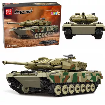 LEAN TOYS Leopard Military Tank Remote Controlled RC Construction Bricks 1100 vnt.