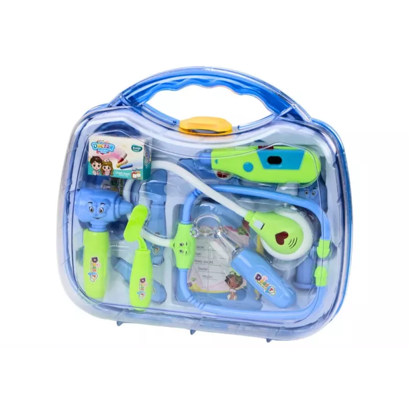 LEAN TOYS Little Doctor Medical Kit In Suitcase Lights Blue Sounds