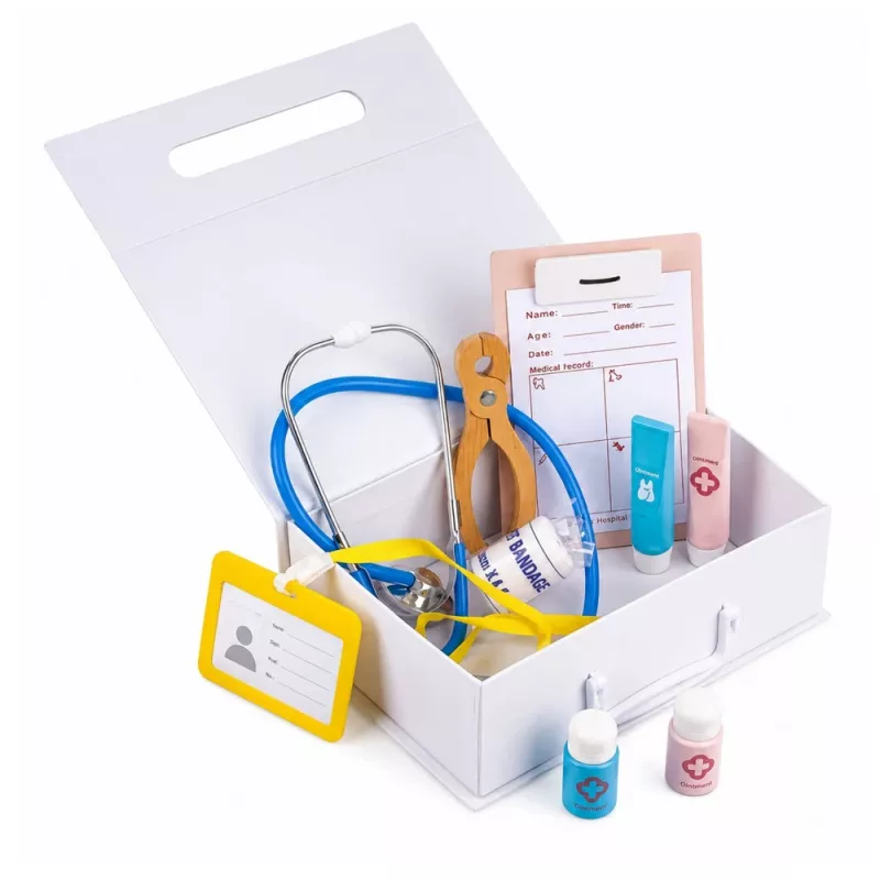 LEAN TOYS Mažojo gydytojo rinkinys - medicinos įrankiai - tikri aksesuarai - 36 vnt.