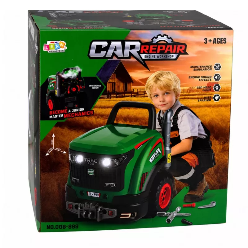 LEAN TOYS Little Handyman's išardomas traktorius su šviesomis, garsais ir garais