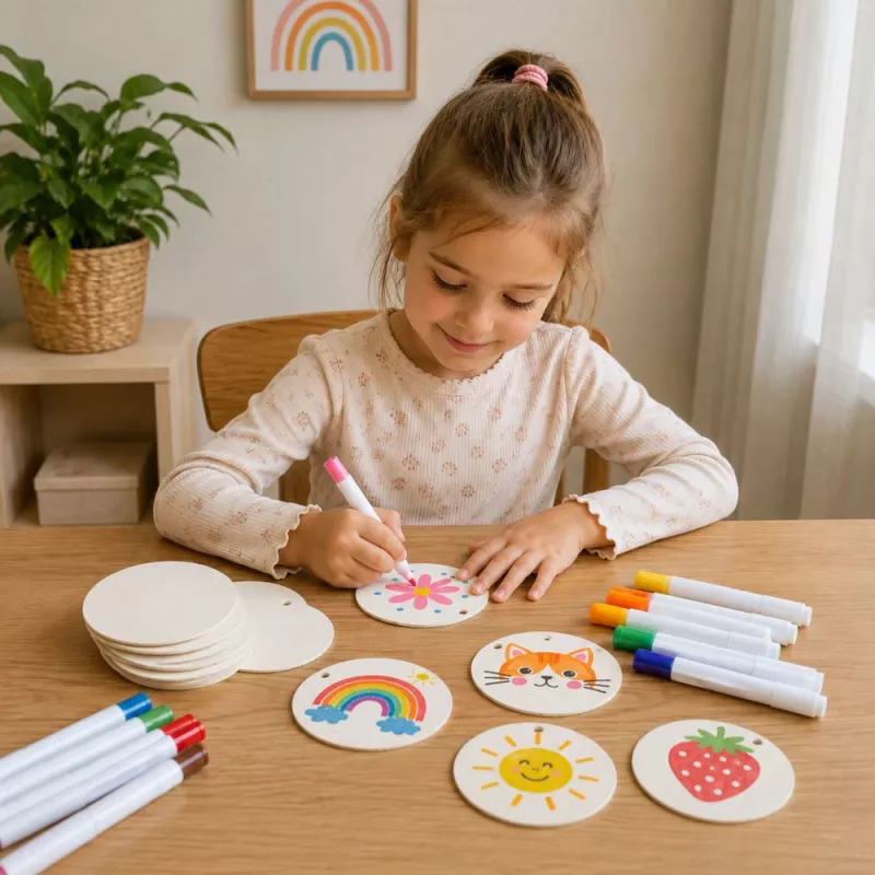 LEAN TOYS Magic 3D piešimo popieriaus DIY medienos plaušienos diskai 20 vnt. 6 cm