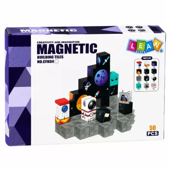 LEAN TOYS magnetinės kaladėlės 50 vnt. rinkinys – 3D pikselių vienaragio kubeliai, ABS plastikas, kūrybinis konstravimo žaislas