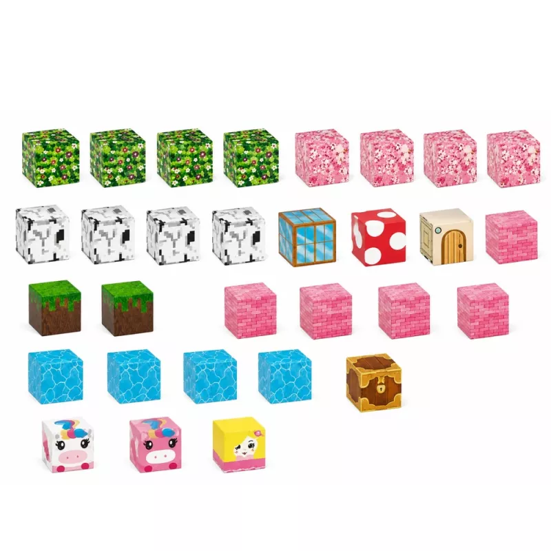 LEAN TOYS magnetinės kaladėlės 50 vnt. rinkinys – 3D pikselių vienaragio kubeliai, ABS plastikas, kūrybinis konstravimo žaislas