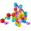 LEAN TOYS Magnetiniai statybiniai blokeliai 60 vnt. – Spalvingas kubelių ir rutuliukų takelio konstravimo rinkinys