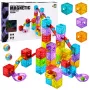 LEAN TOYS Magnetiniai statybiniai blokeliai 60 vnt. – Spalvingas kubelių ir rutuliukų takelio konstravimo rinkinys