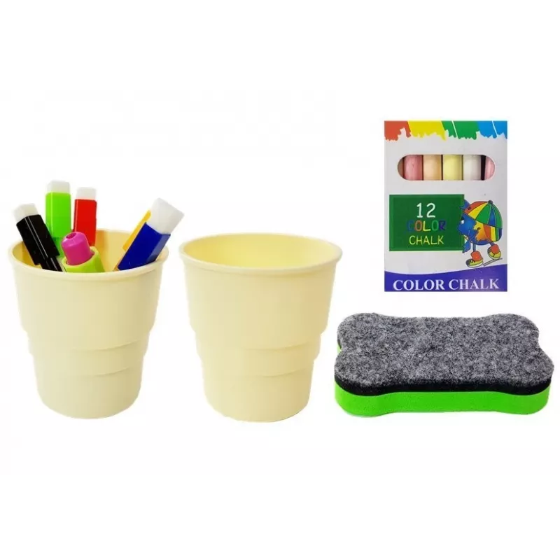LEAN TOYS Magnetinė kreidos lenta Mėlyna Raudona Priedai
