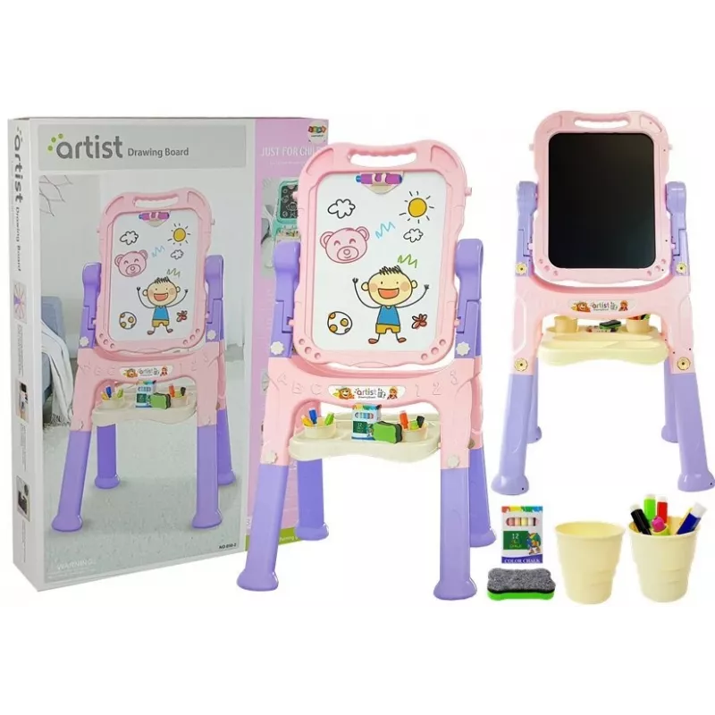 LEAN TOYS Magnetinė kreidos lenta Mėlyna Raudona Priedai