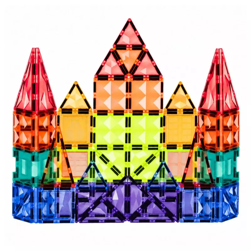 LEAN TOYS magnetiniai konstruktoriaus blokeliai 3D plokštės kūrybiniai STEM spalvingi 73 vnt.