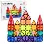 LEAN TOYS magnetiniai konstruktoriaus blokeliai 3D plokštės kūrybiniai STEM spalvingi 73 vnt.