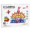 LEAN TOYS Magnetiniai konstrukciniai blokeliai 3D plokštės Kūrybiniai STEM Spalvoti 85 vnt.