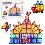 LEAN TOYS Magnetiniai konstrukciniai blokeliai 3D plokštės Kūrybiniai STEM Spalvoti 85 vnt.
