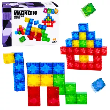 LEAN TOYS Magnetiniai konstrukciniai blokeliai kubeliai spalvoti 3D kubeliai 160 vnt.