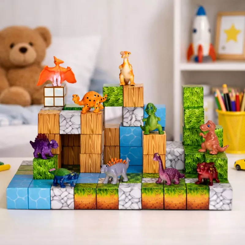 LEAN TOYS Magnetiniai konstrukciniai blokeliai kubeliai Square World 3D 114 vnt.