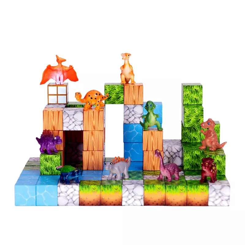LEAN TOYS Magnetiniai konstrukciniai blokeliai kubeliai Square World 3D 114 vnt.