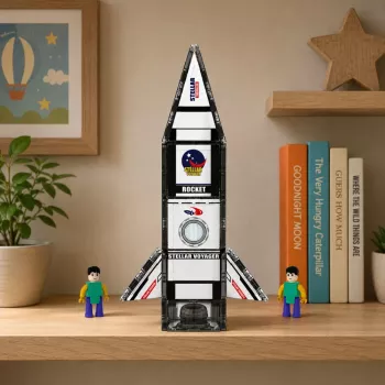 LEAN TOYS Magnetiniai konstrukciniai blokeliai Space Rocket Figures 26 vnt.