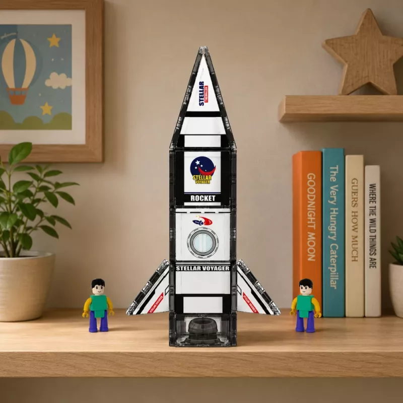 LEAN TOYS Magnetiniai konstrukciniai blokeliai Space Rocket Figures 26 vnt.