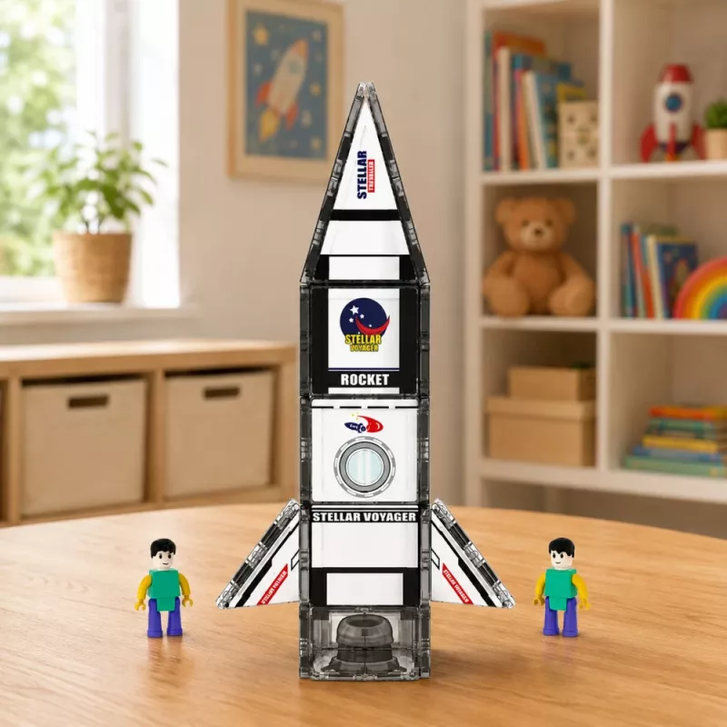 LEAN TOYS Magnetiniai konstrukciniai blokeliai Space Rocket Figures 26 vnt.
