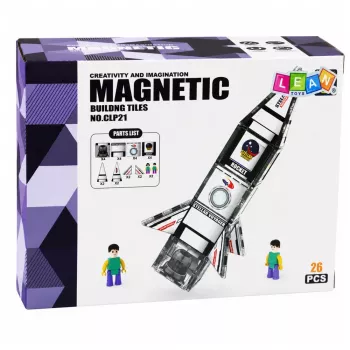 LEAN TOYS Magnetiniai konstrukciniai blokeliai Space Rocket Figures 26 vnt.