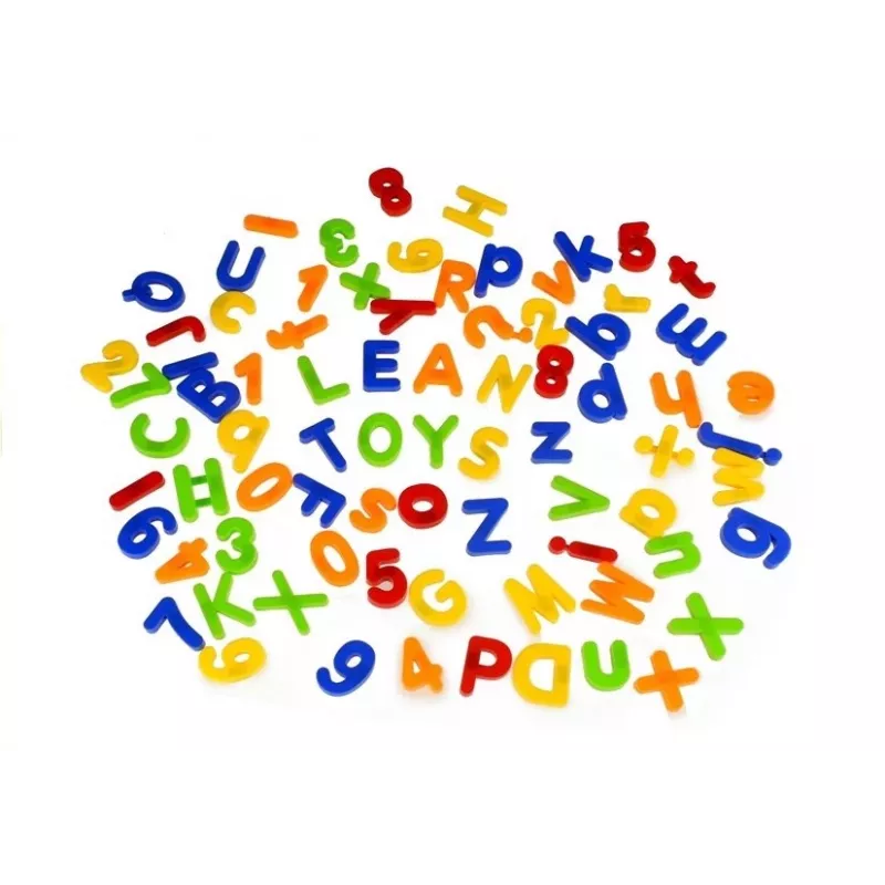 LEAN TOYS Magnetinės raidės ir skaičiai stiklainyje – 78 dalių abėcėlės ir matematikos rinkinys vaikams nuo 3 metų