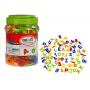 LEAN TOYS Magnetinės raidės ir skaičiai stiklainyje – 78 dalių abėcėlės ir matematikos rinkinys vaikams nuo 3 metų