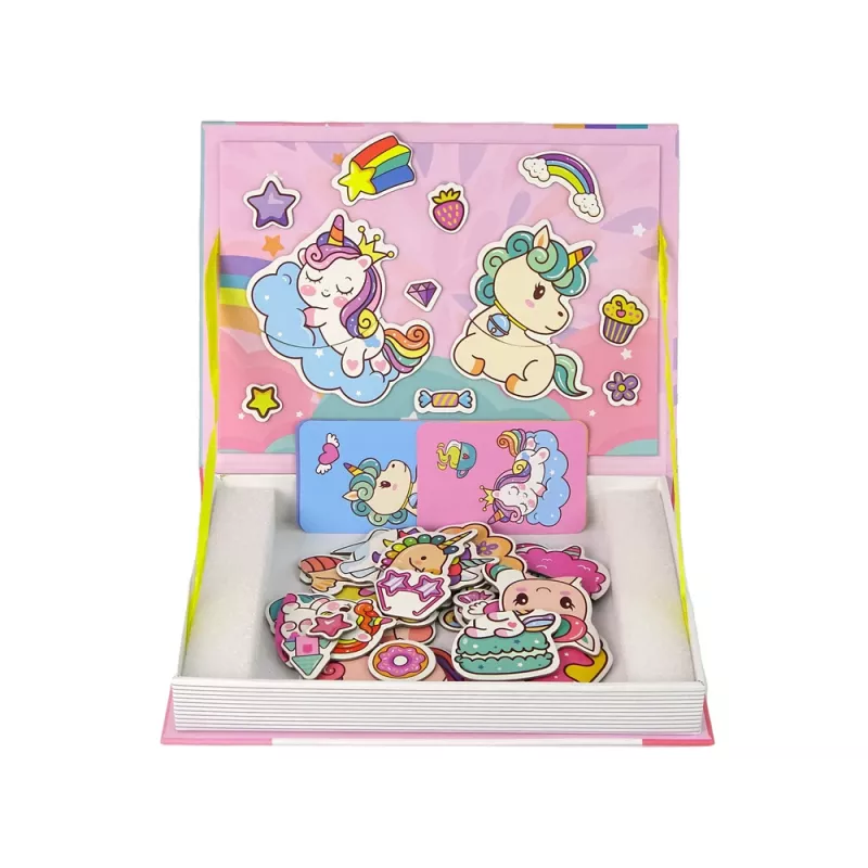 LEAN TOYS Magnetinė knygelė su dėlionėmis Vienaragiai