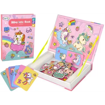 LEAN TOYS Magnetinė knygelė su dėlionėmis Vienaragiai