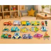 LEAN TOYS Magnetinė dėlionė Transporto priemonės Mokymosi rinkinys 30 vnt.